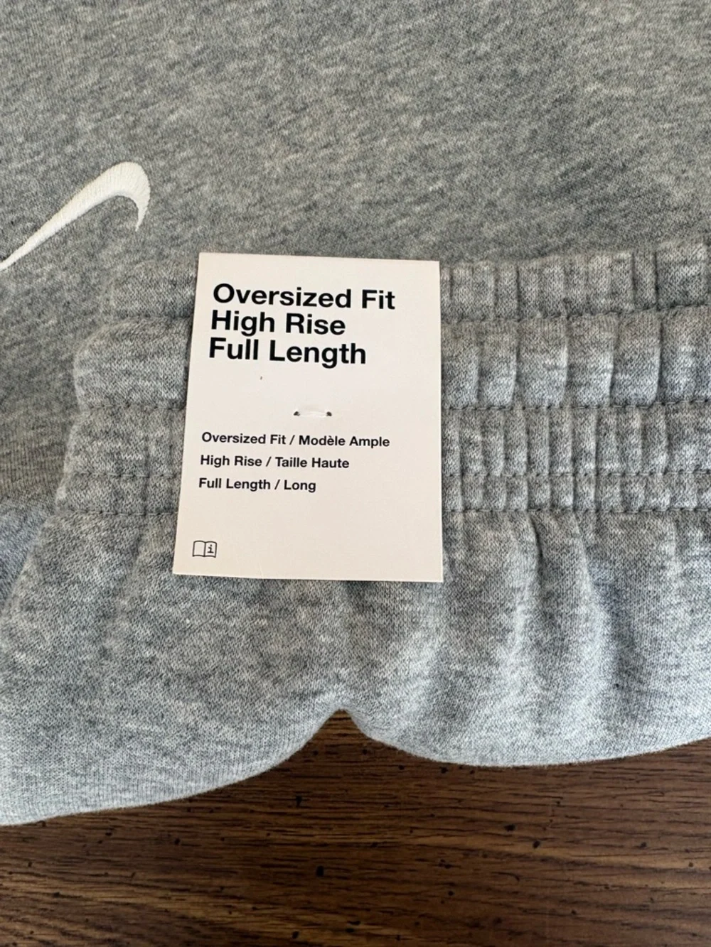 NWT Nike Light Gray High Rise Oversized Fit Fleece Jogger Sweatpants Size XL